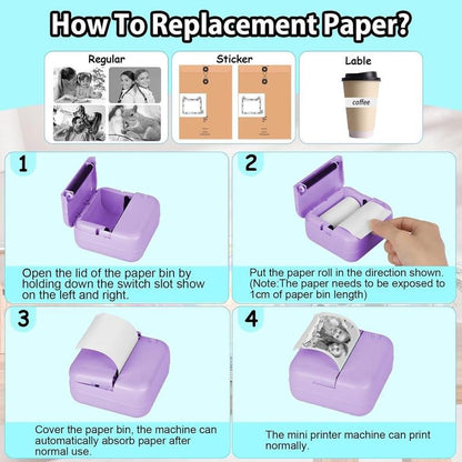 迷你打印機 (5卷熱敏紙+5卷唔乾膠+3卷彩色紙)